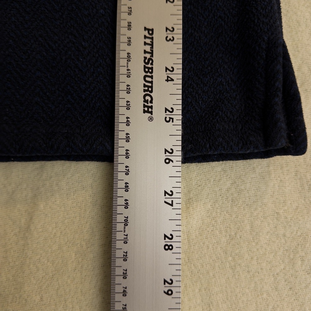 London Fog Mens Quarter Zip Pullover M Blue Herringbone Fleece Lined Sweater - Picture 5 of 8